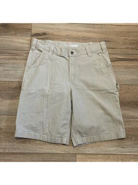 Men's Carhartt Rugged Flex Relaxed Fit Canvas Utility Work Shorts SZ 34x11 Beige